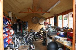 The partly tidied Colwood Wheelworks workshop